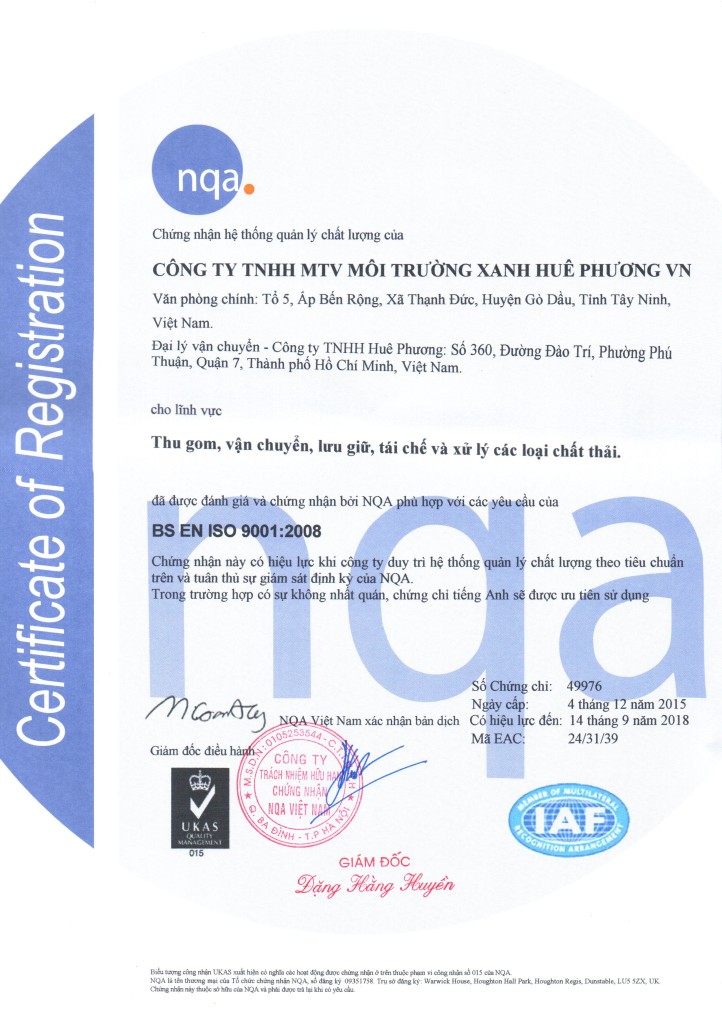 Giấy phép quản lý chất lượng ISO (1)